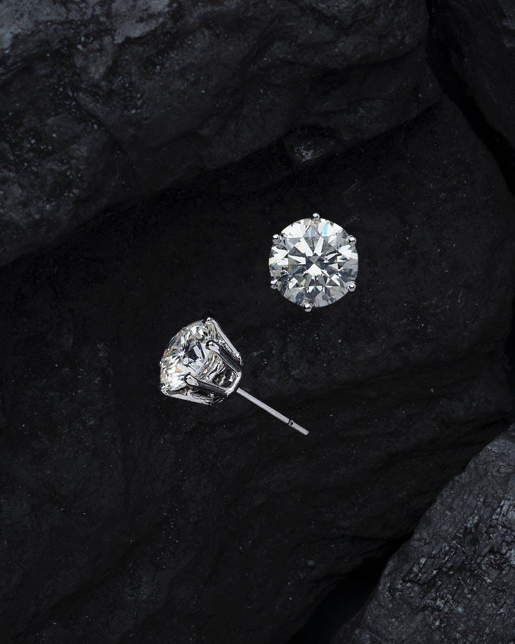 close up photo diamonds stud earrings