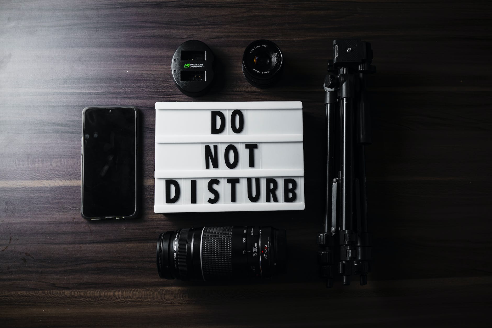 do not disturb text and photography accessories